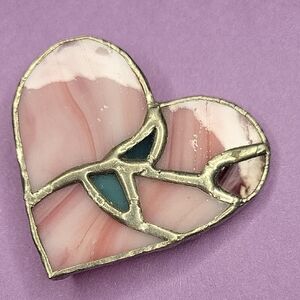 Stain Glass Heart-Shaped Brooch